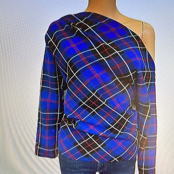 Zara plaid asymmetrical top size large nwt - Picture 3 of 5